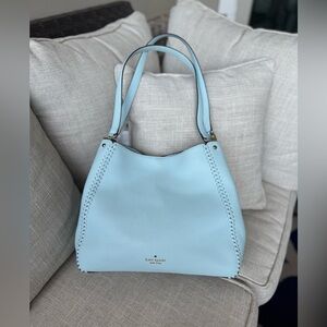 Leila Pebbled Leather Whipstitch Medium Triple Compartment